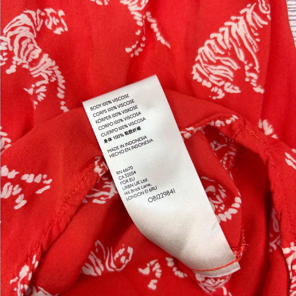 Anthropologie Margaret Jeane Ladies Orange Button Down Shirt with Tiger Design - Picture 7 of 10